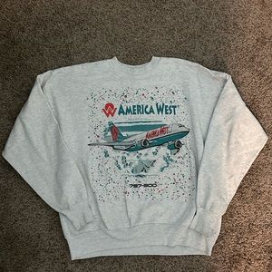 Vintage America West Airlines Pullover crewneck Airplane